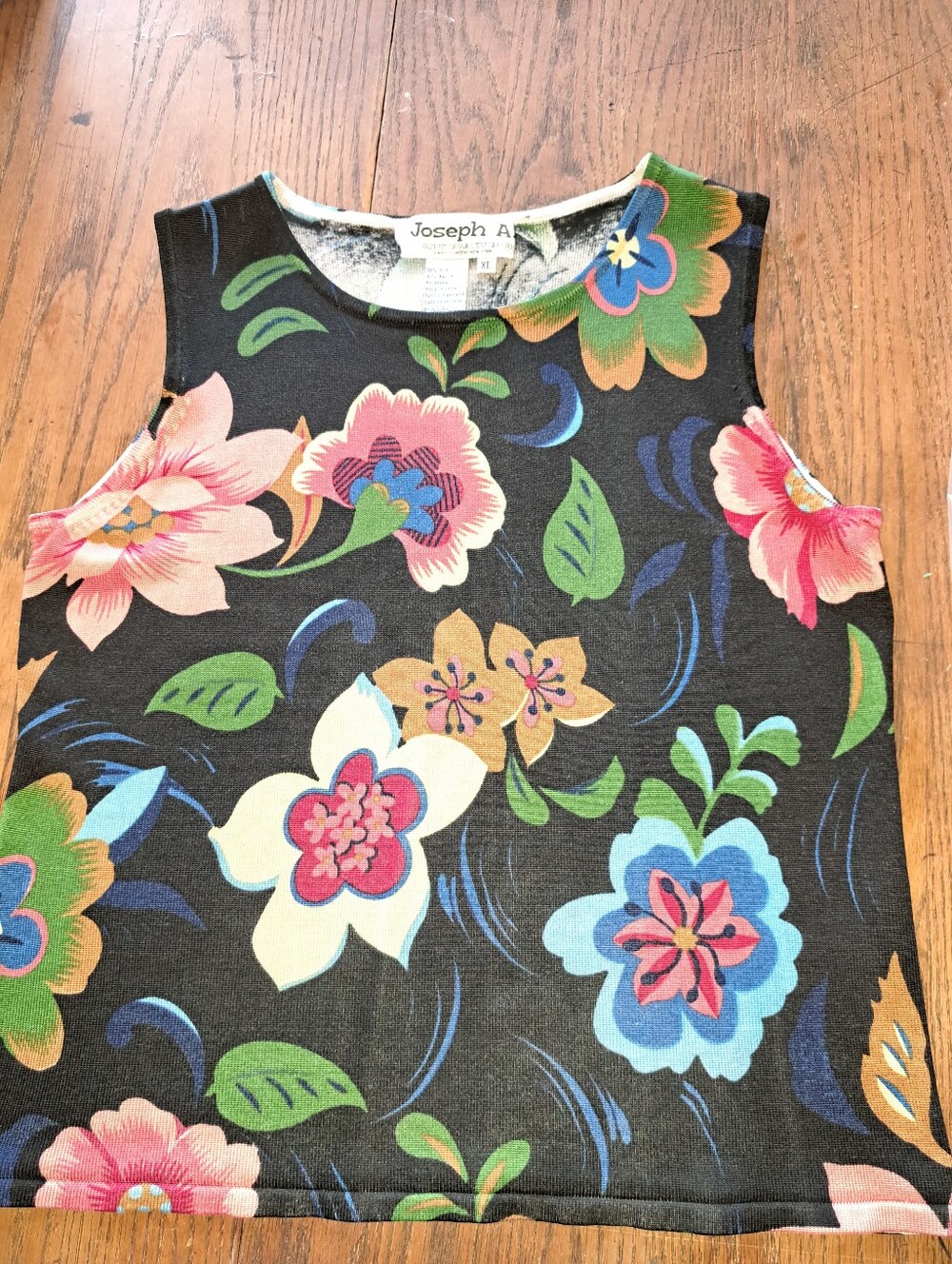 Joseph Black Floral Sleeveless Tank Top - Pink, Blue, Green, Cream